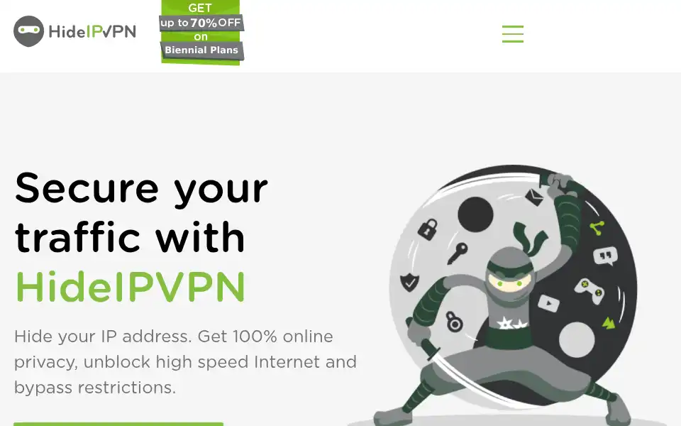 Screenshot of hideipvpn.com