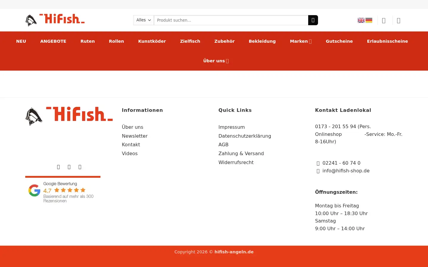 Screenshot of hifish-shop.de