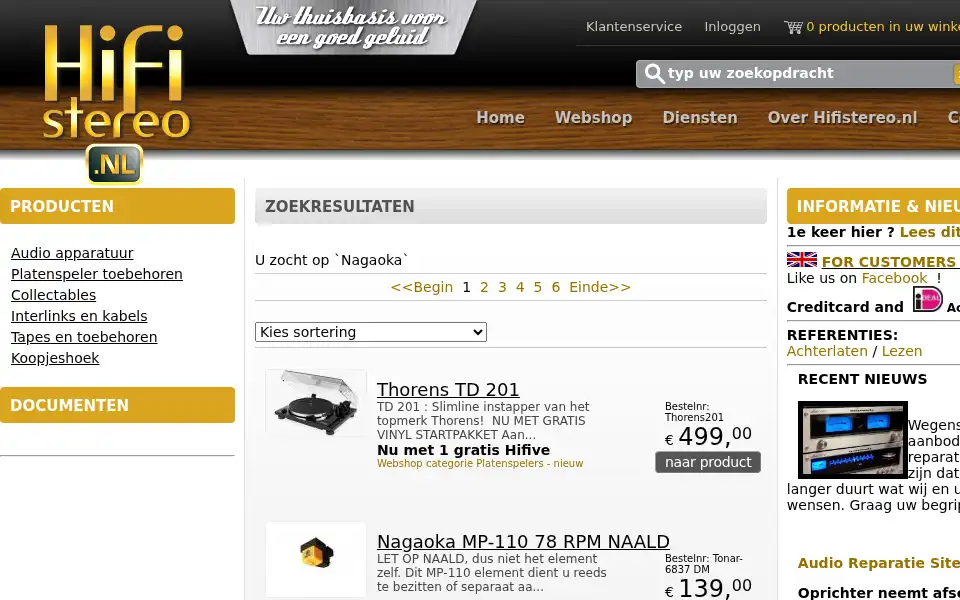 Screenshot of hifistereo.nl