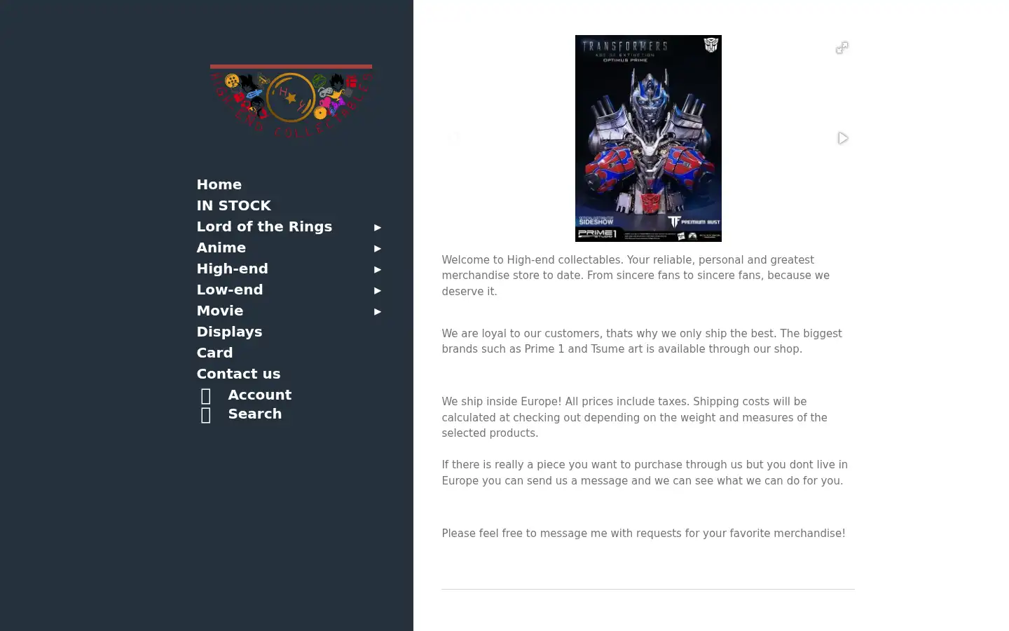 Screenshot of high-endcollectables.com