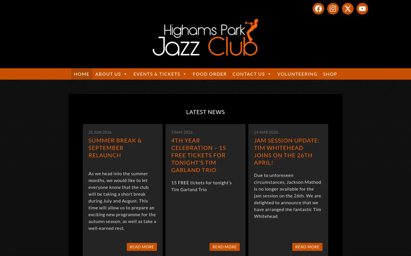 Screenshot of highamsparkjazzclub.com