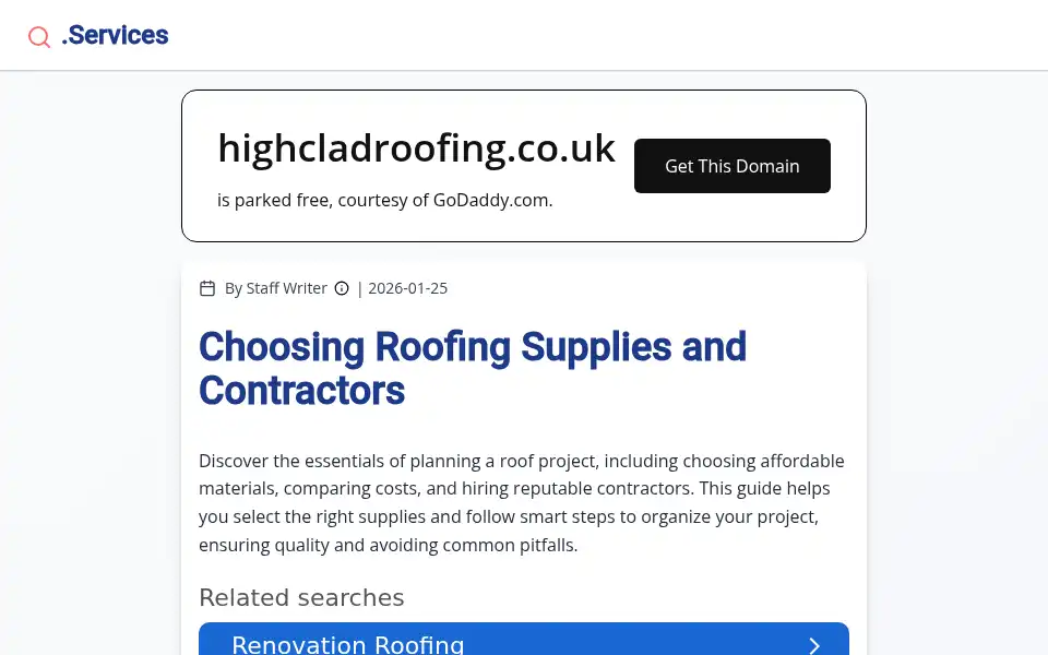Screenshot of highcladroofing.co.uk