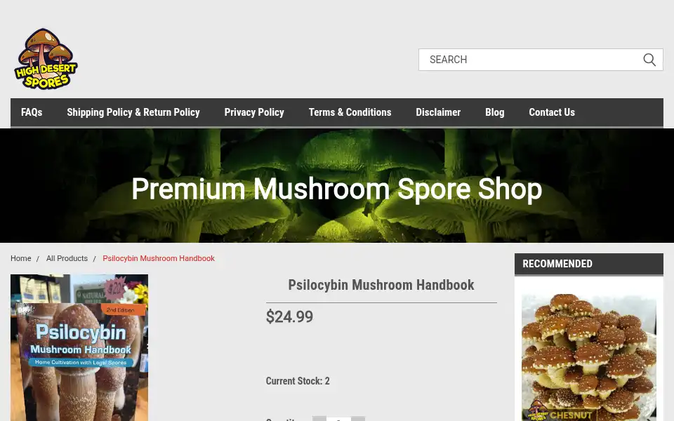 Screenshot of highdesertspores.com