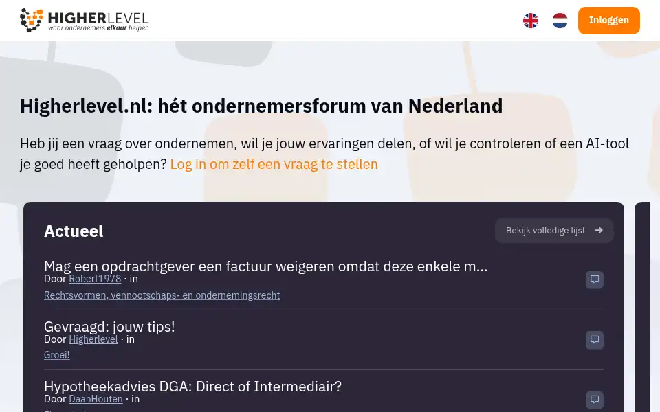 Screenshot of higherlevel.nl