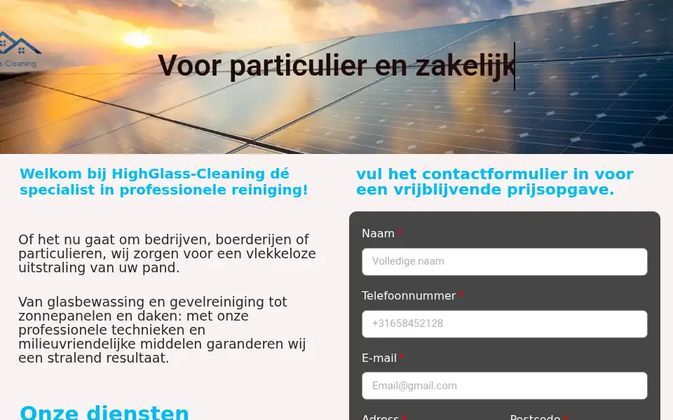 Screenshot of highglass-cleaning.nl