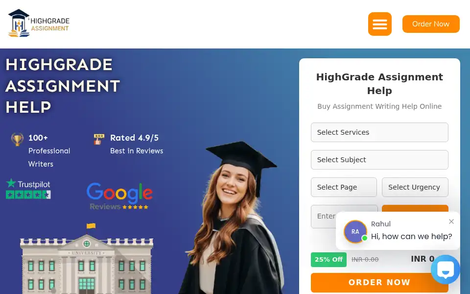 Screenshot of highgradeassignmenthelp.com