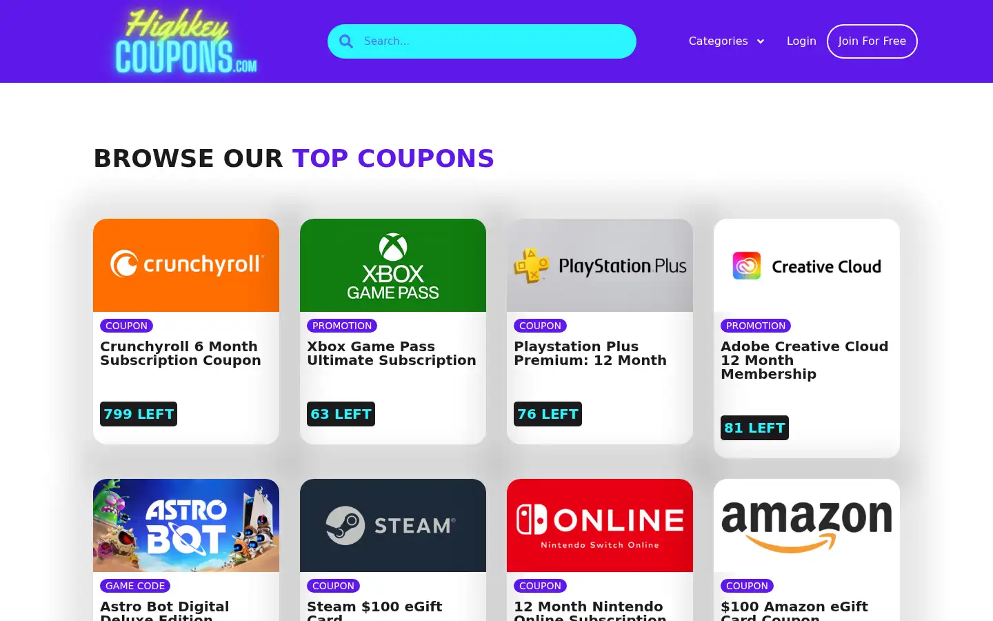 Screenshot of highkeycoupons.com
