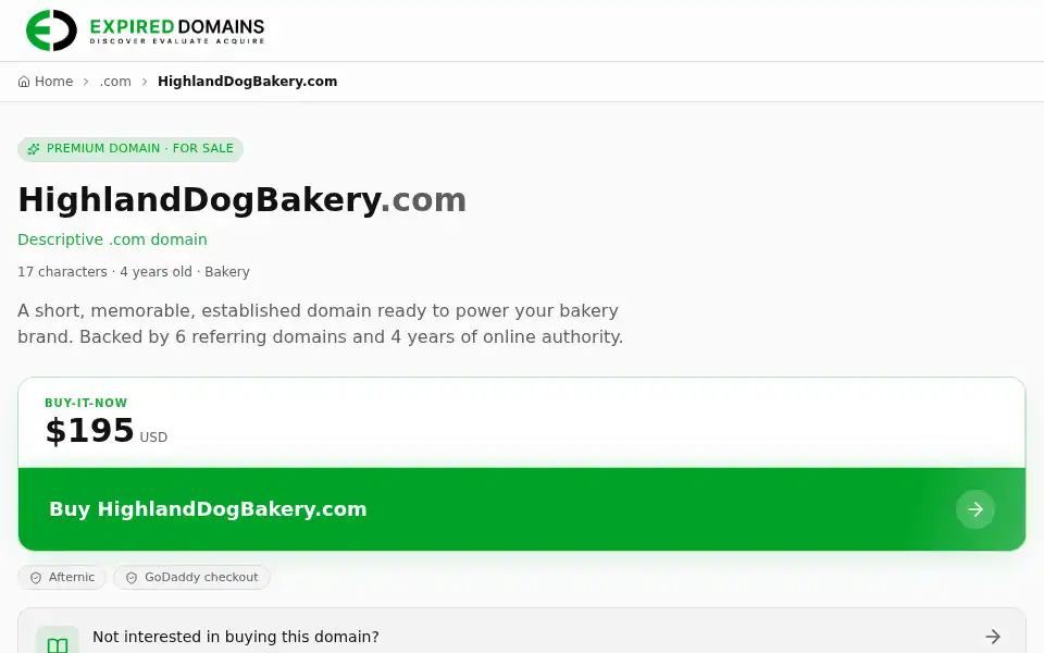 Screenshot of highlanddogbakery.com