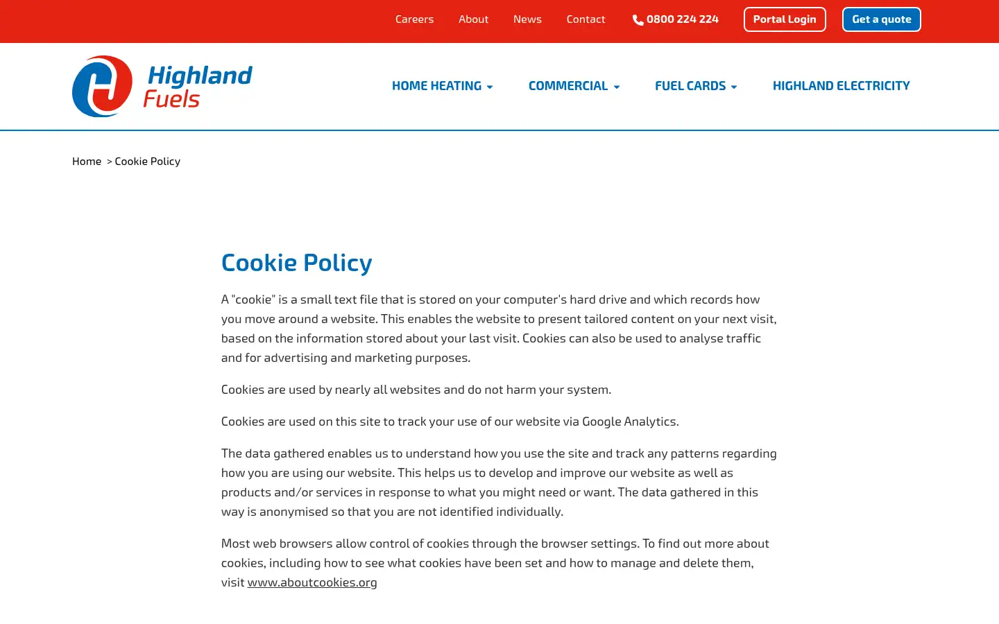 Screenshot of highlandfuels.co.uk
