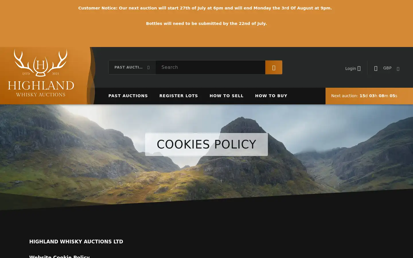 Screenshot of highlandwhiskyauctions.com