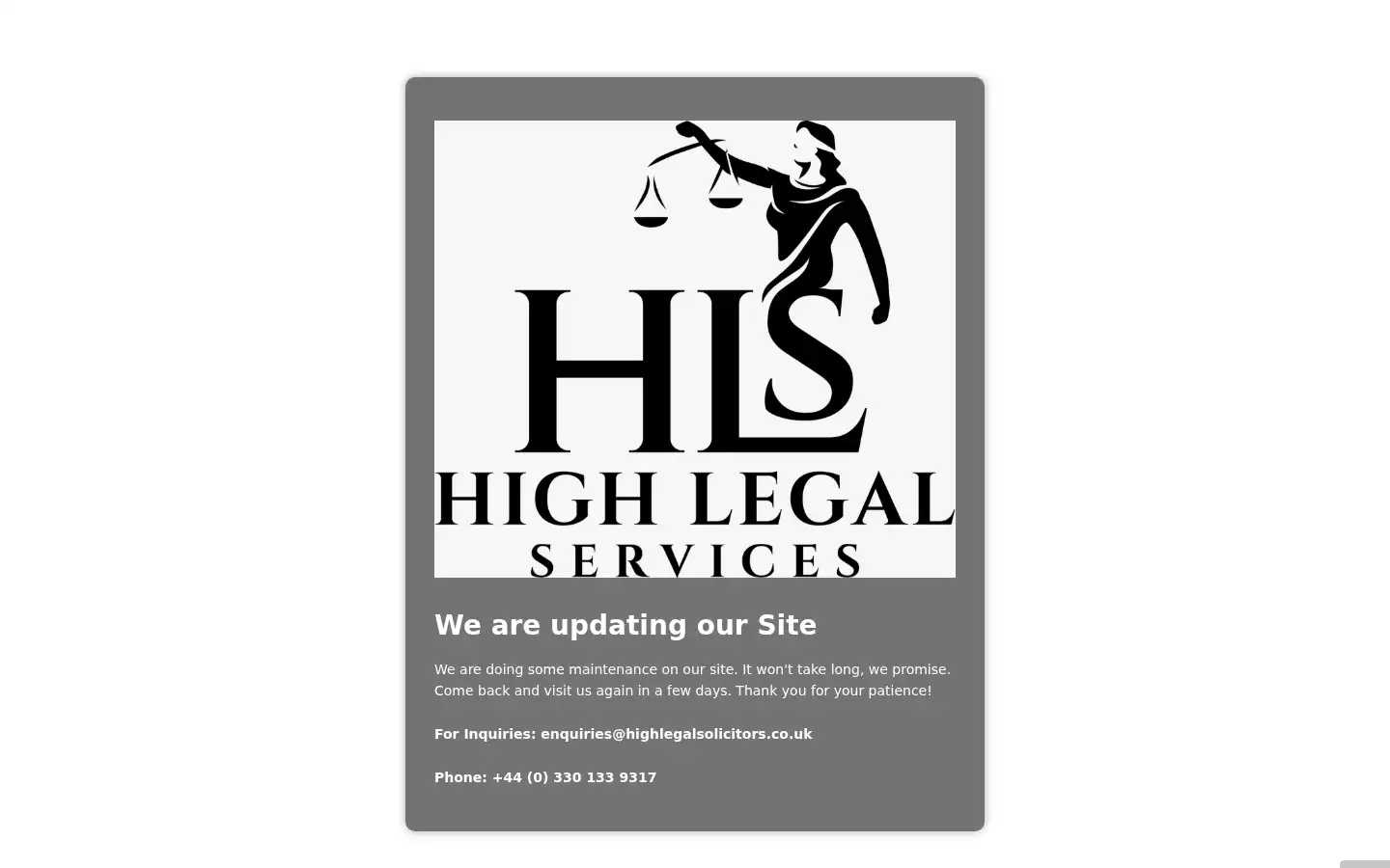 Screenshot of highlegalsolicitors.co.uk