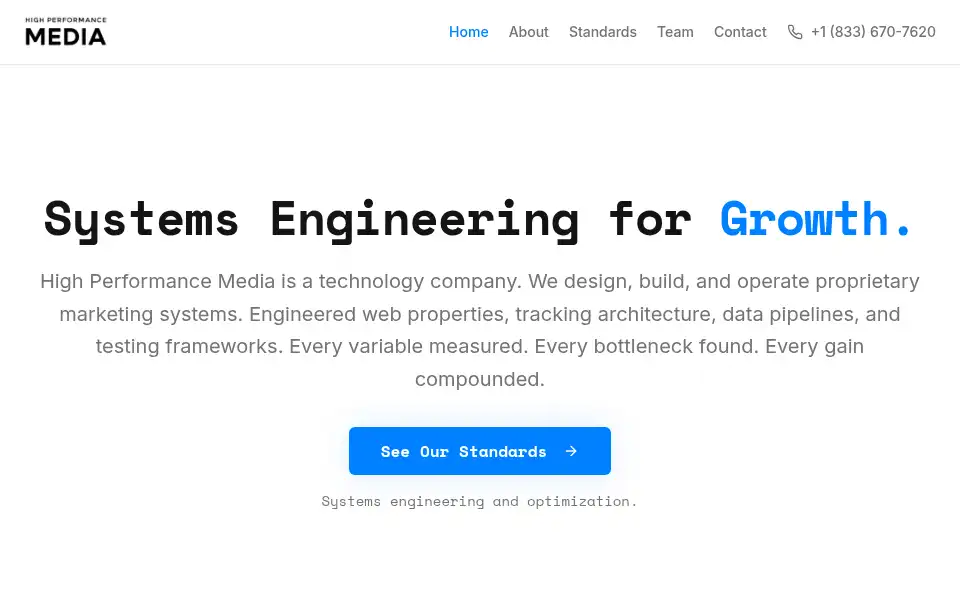 Screenshot of highperformancemedia.co