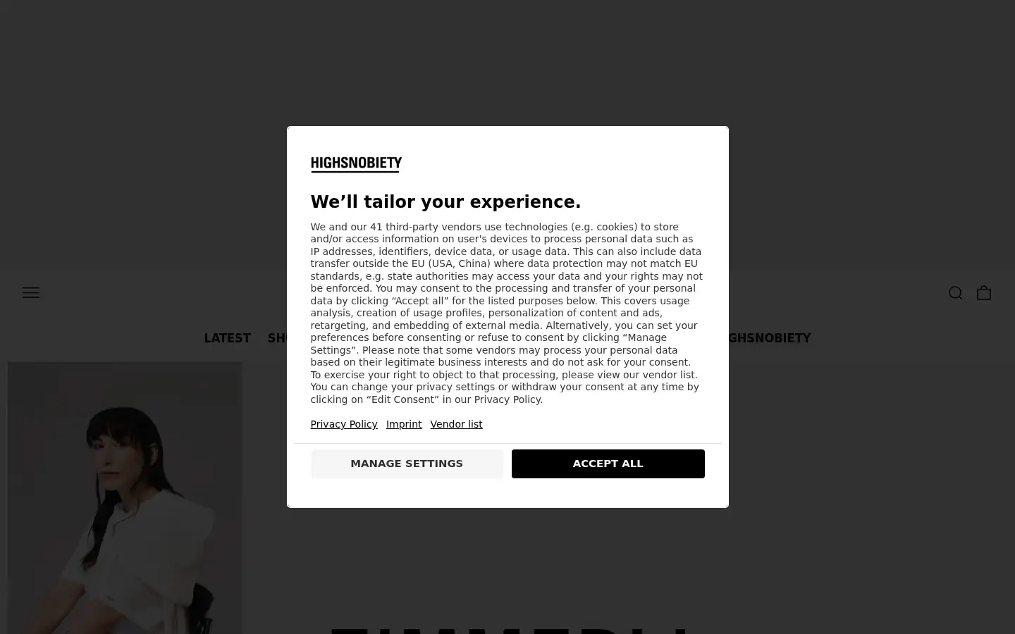 Screenshot of highsnobiety.com