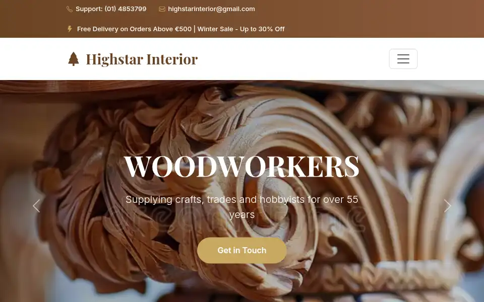 Screenshot of highstarinterior.ie