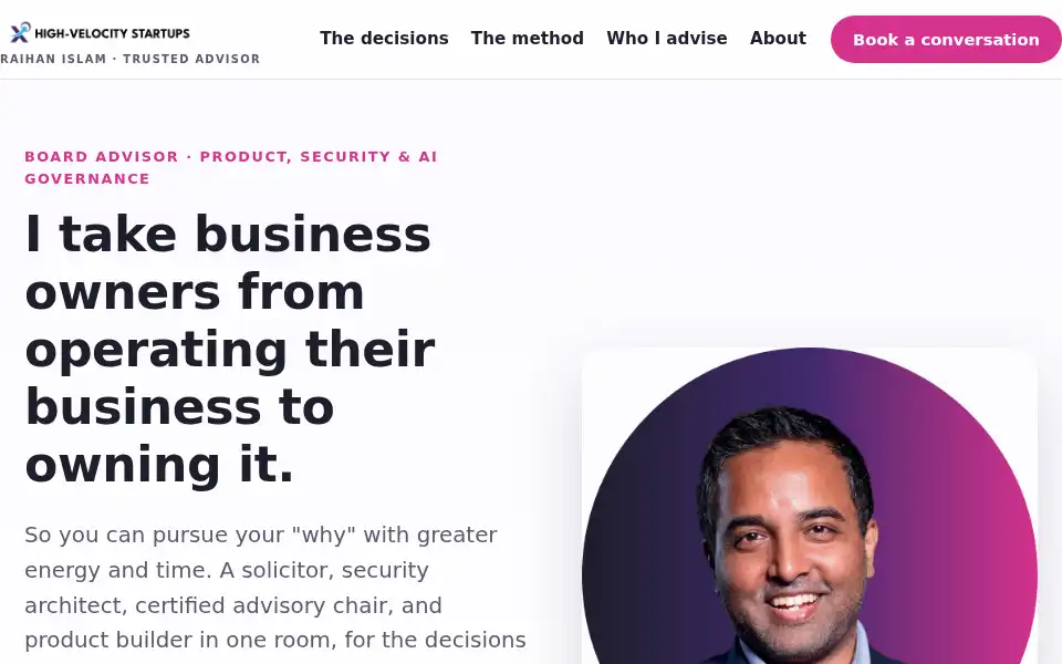 Screenshot of highvelocitystartups.com