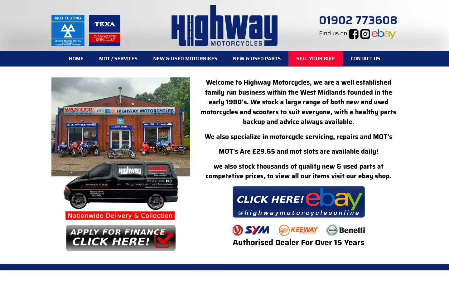 Screenshot of highway-motorcycles.co.uk