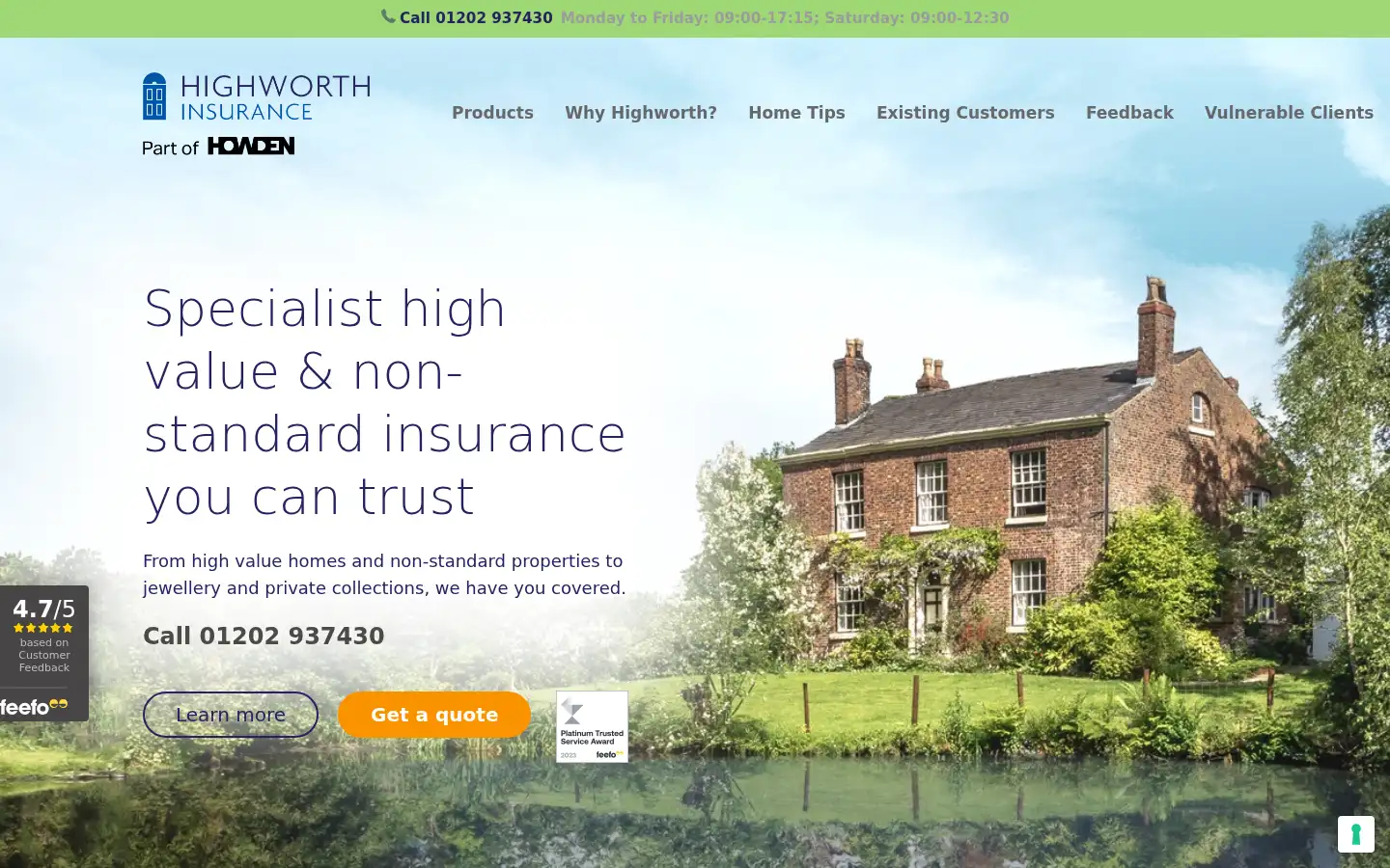 Screenshot of highworthinsurance.co.uk