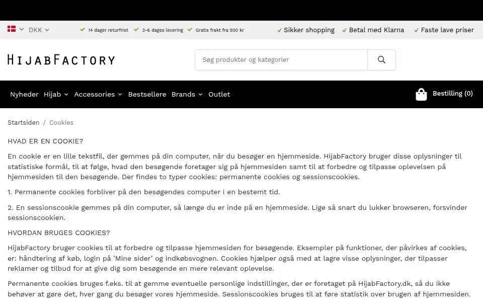 Screenshot of hijabfactory.dk