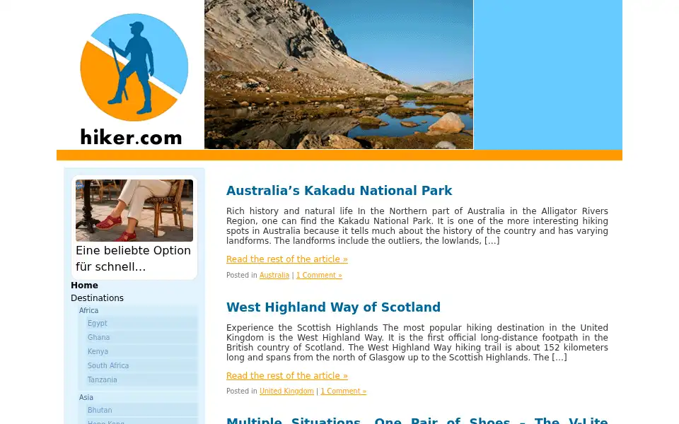 Screenshot of hiker.com