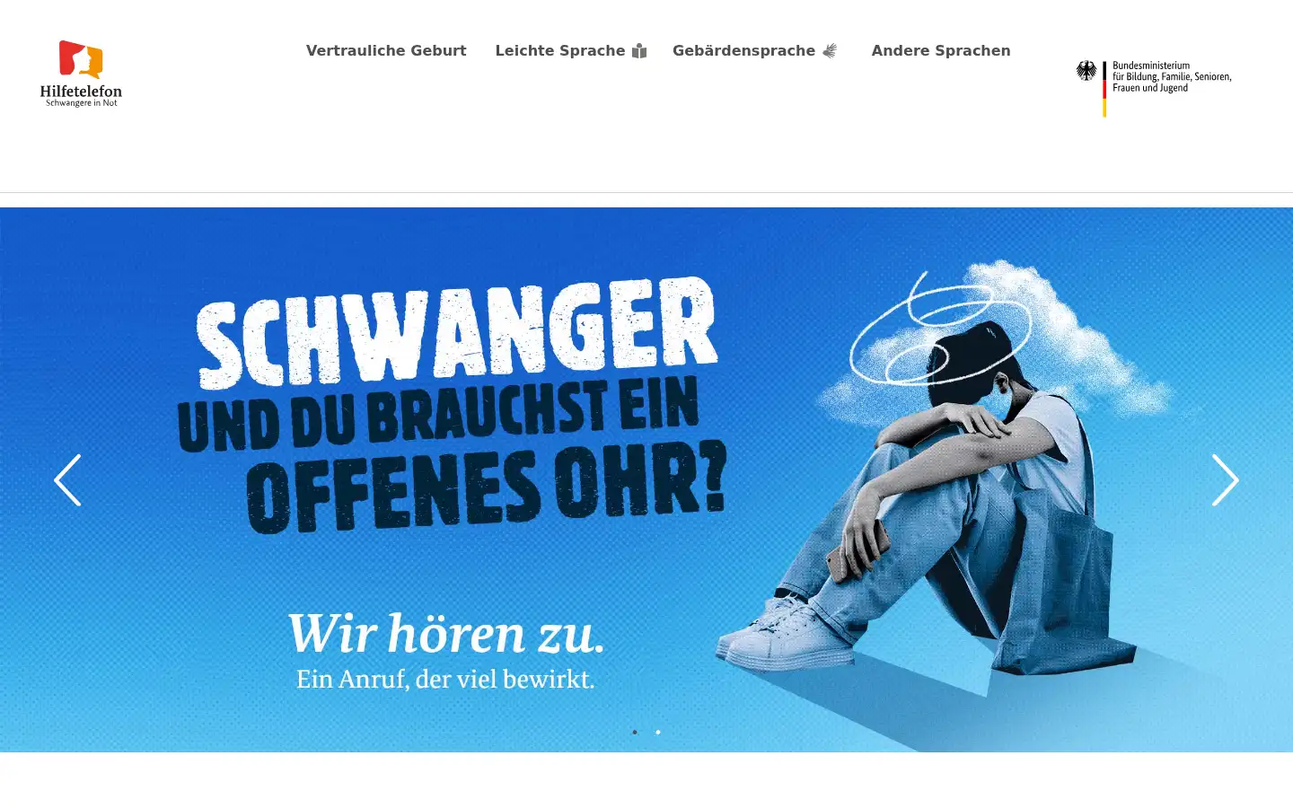 Screenshot of hilfetelefon-schwangere.de