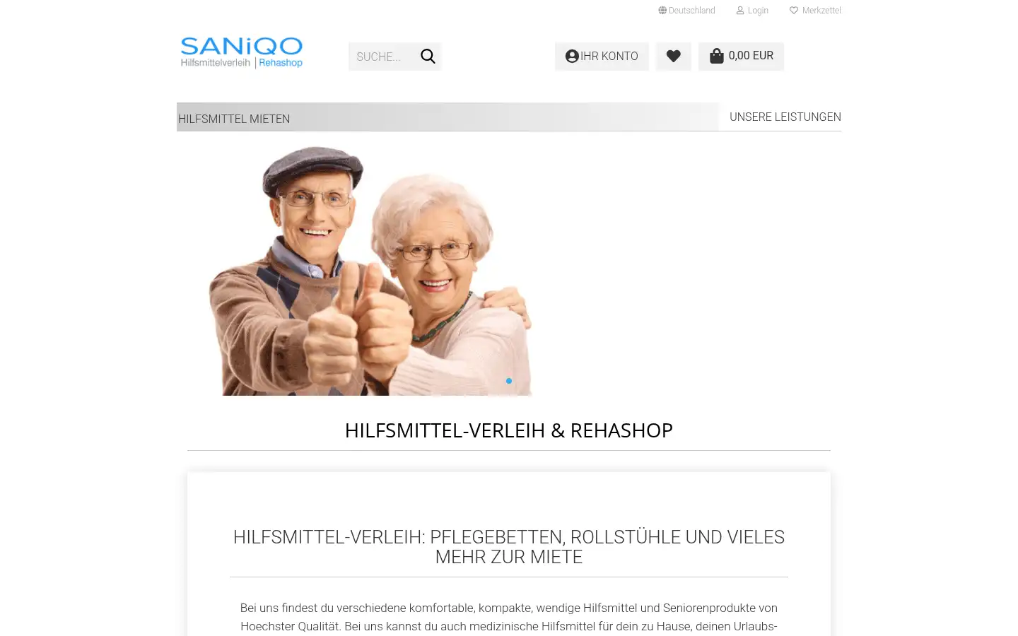 Screenshot of hilfsmittelverleih-saniqo.de