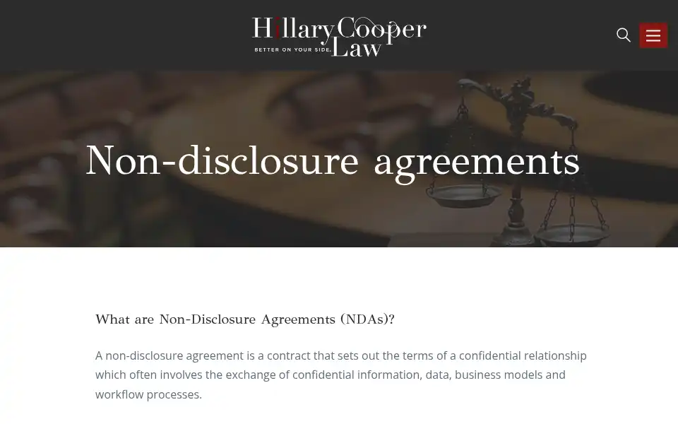 Screenshot of hillarycooperlaw.co.uk
