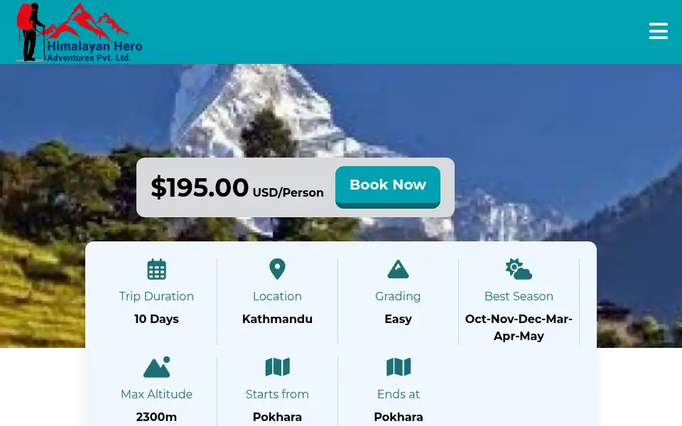 Screenshot of himalayanhero.com