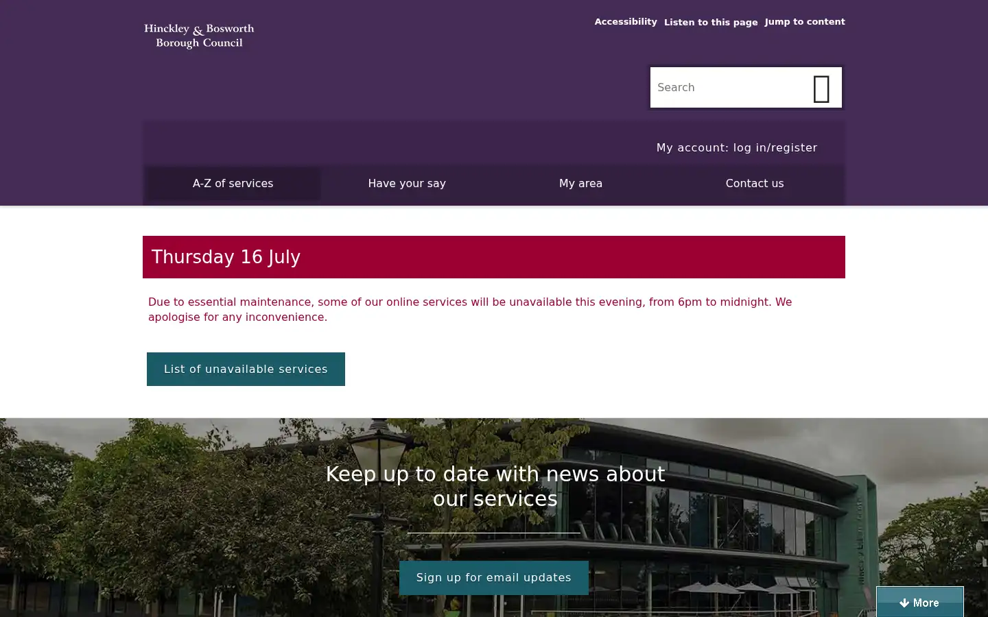 Screenshot of hinckley-bosworth.gov.uk