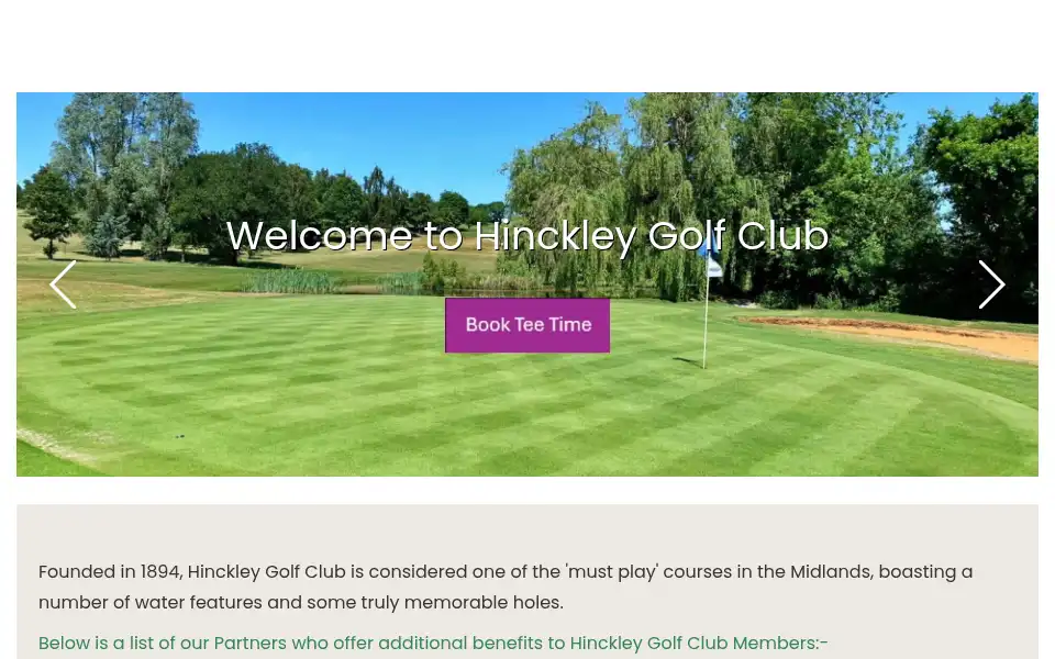 Screenshot of hinckleygolfclub.co.uk