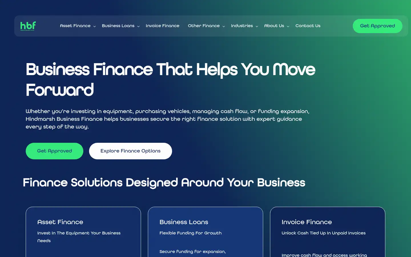Screenshot of hindmarshbusinessfinance.co.uk