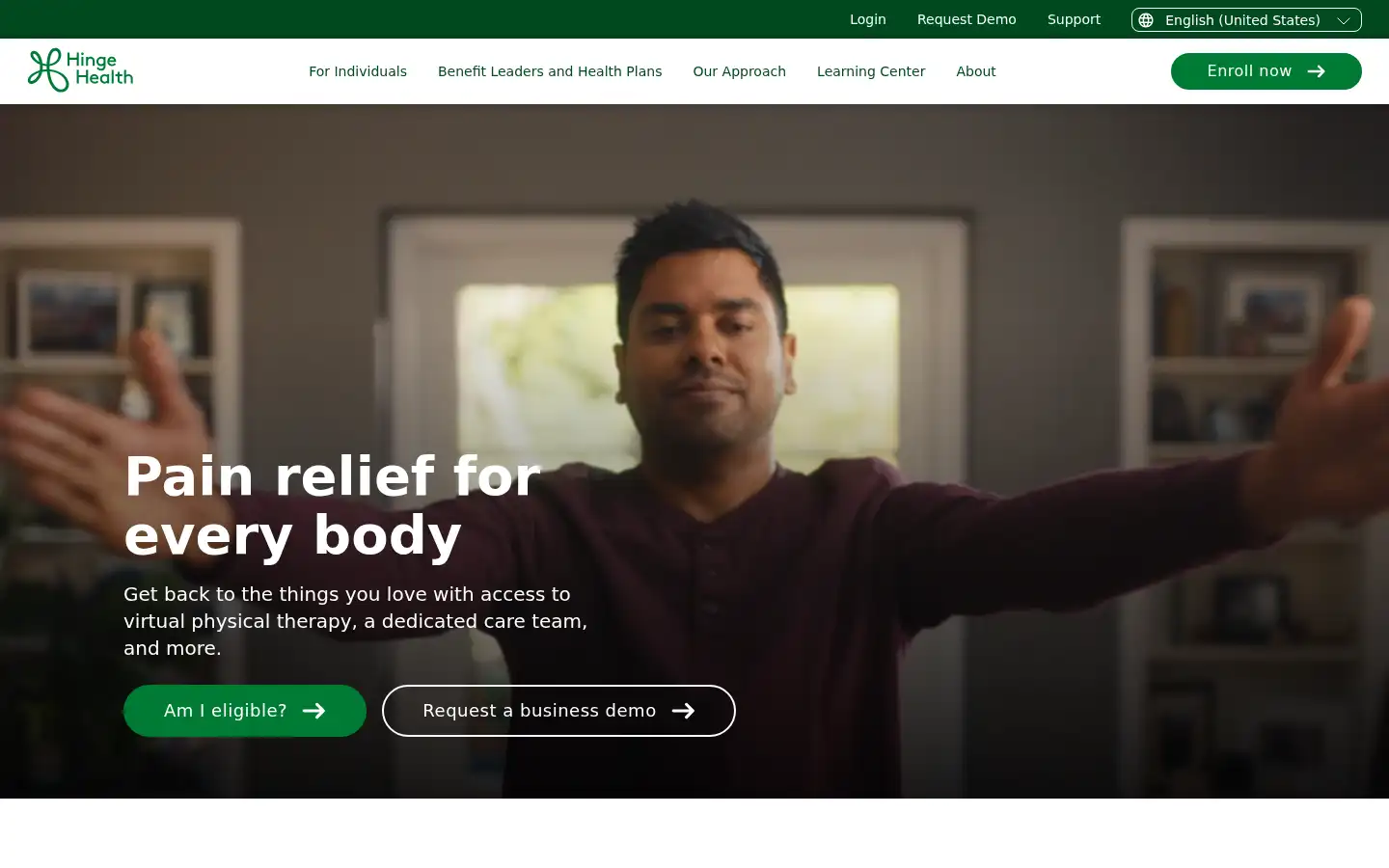 Screenshot of hingehealth.com