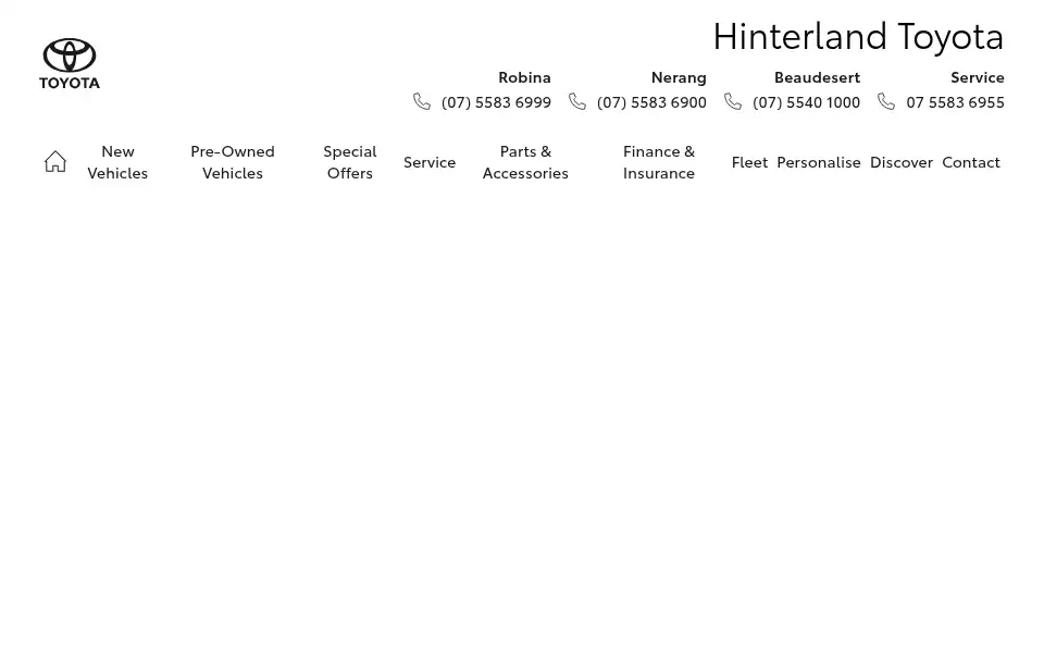 Screenshot of hinterlandtoyota.com.au