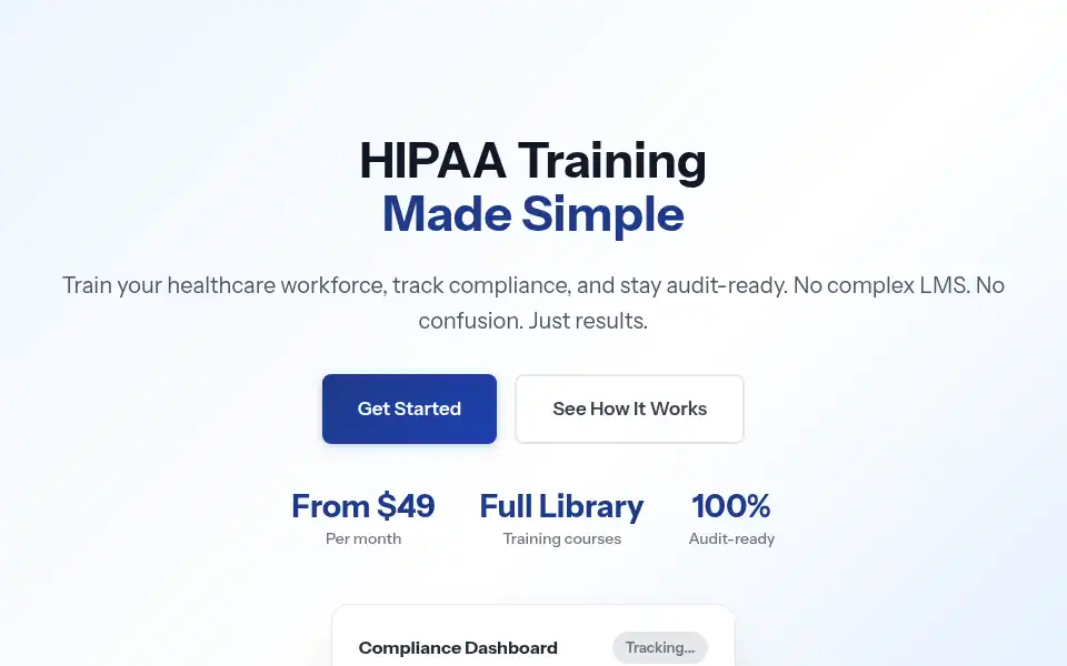 Screenshot of hipaacertify.com