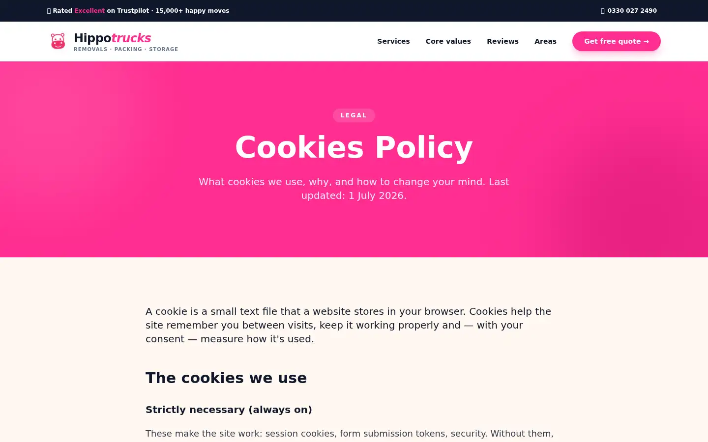 Screenshot of hipporemovals.co.uk