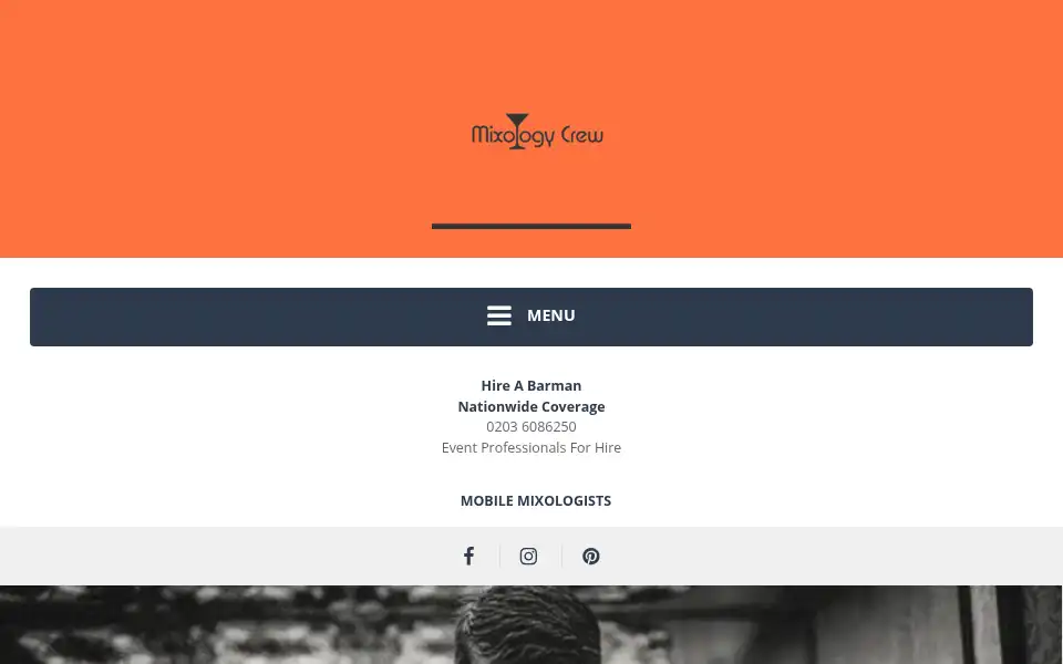 Screenshot of hireabarman.com