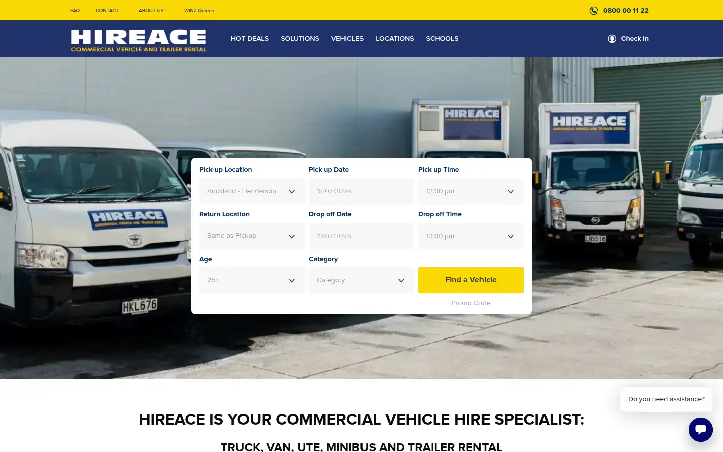 Screenshot of hireace.co.nz
