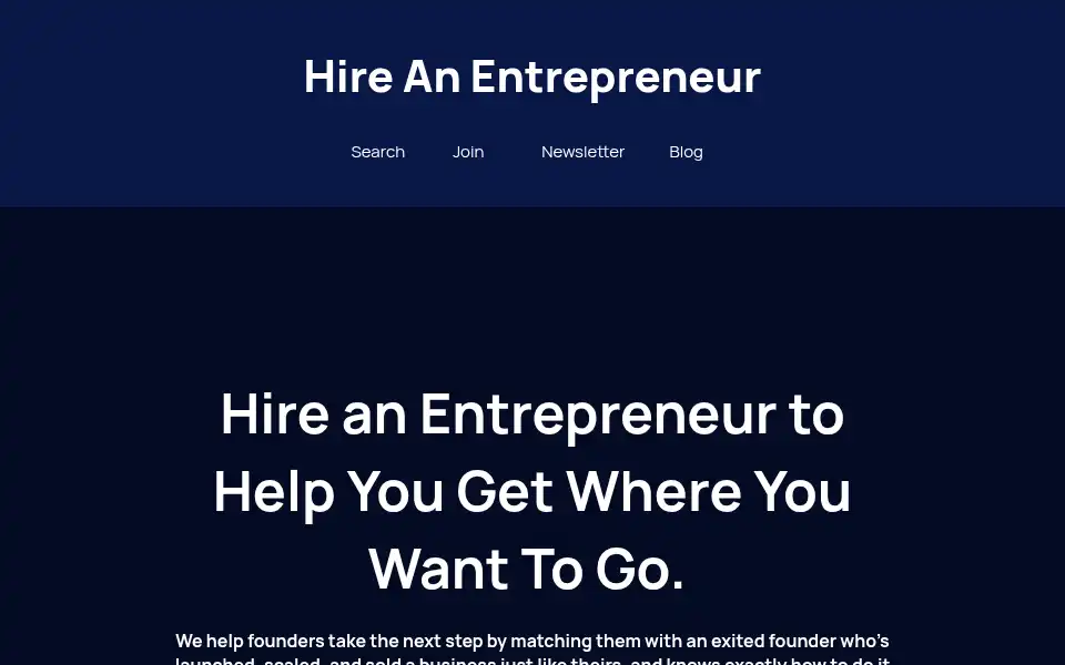 Screenshot of hireanentrepreneur.pro