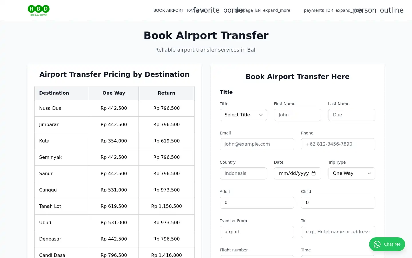 Screenshot of hirebalidriver.com