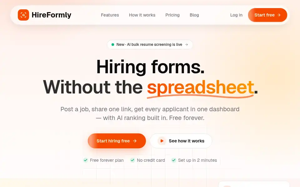 Screenshot of hireformly.com