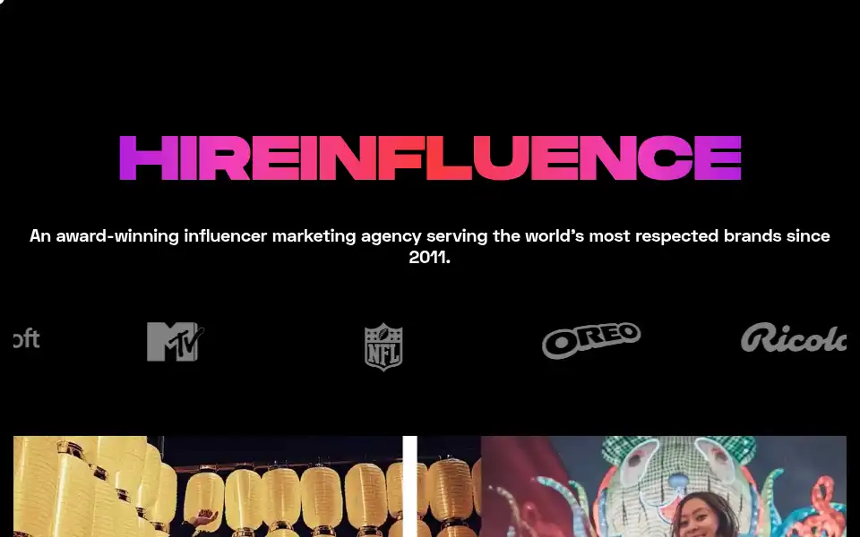 Screenshot of hireinfluence.com