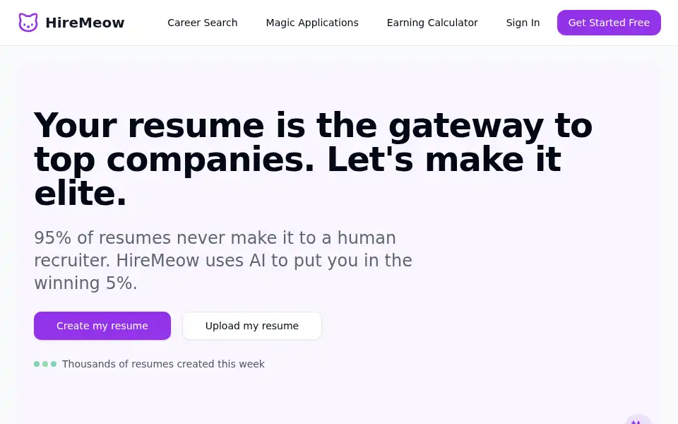 Screenshot of hiremeow.co