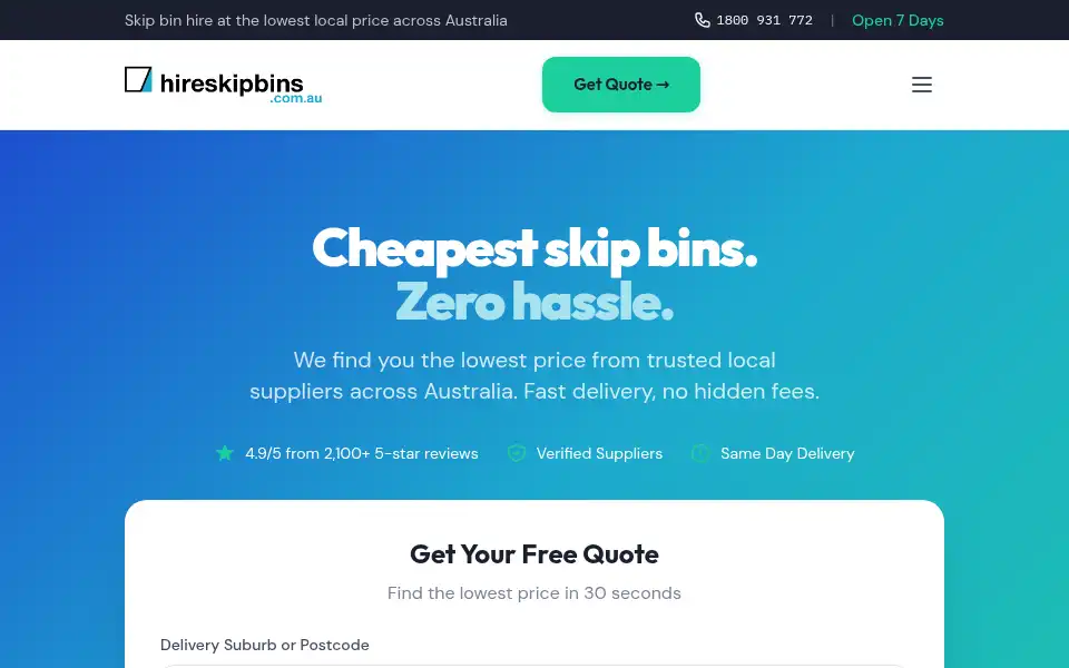 Screenshot of hireskipbins.com