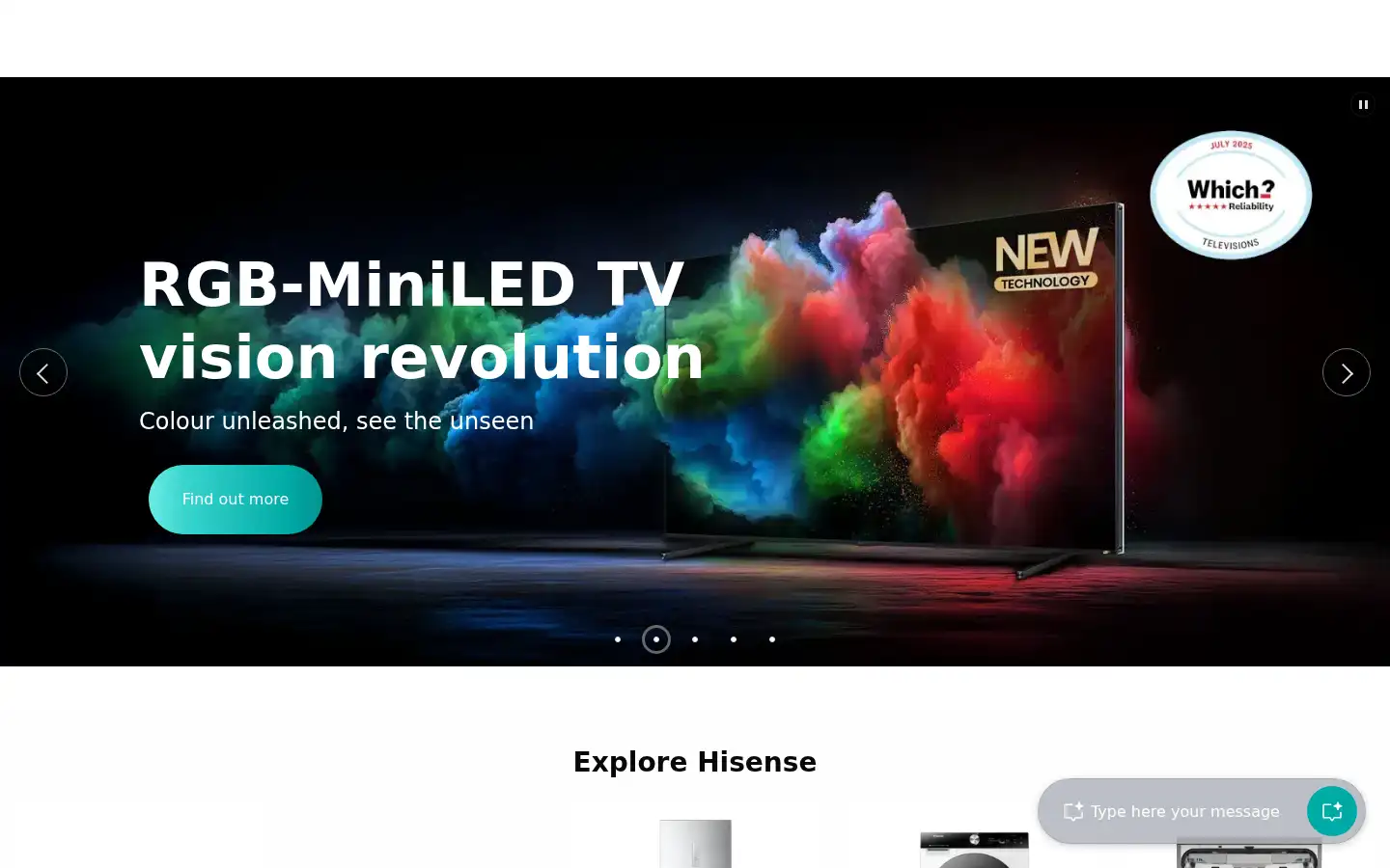 Screenshot of hisense.co.uk