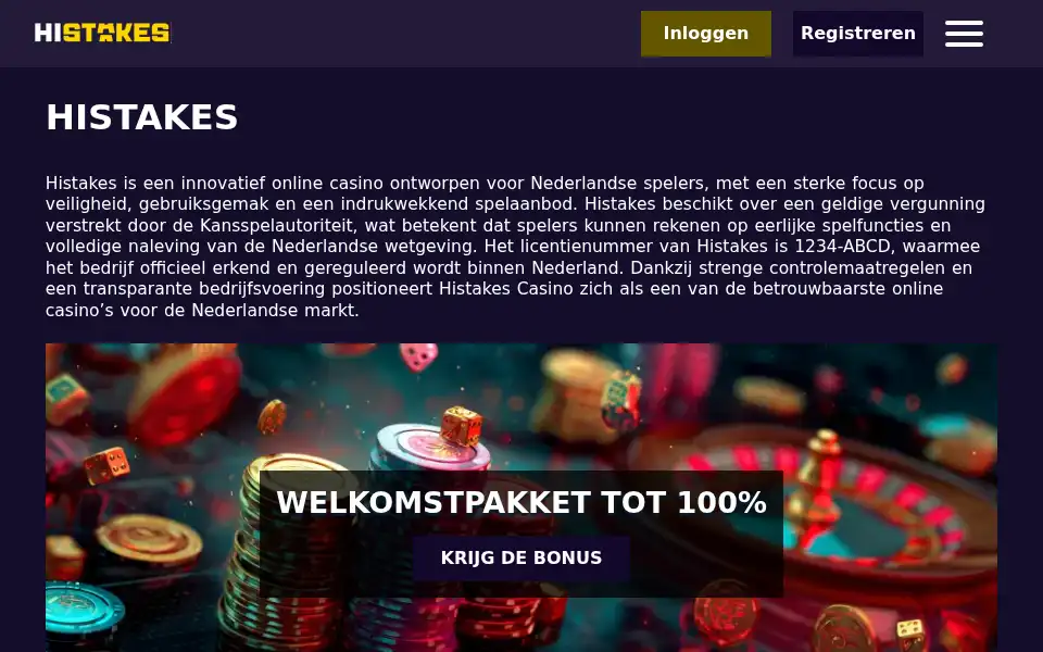 Screenshot of histakes-casino.nl