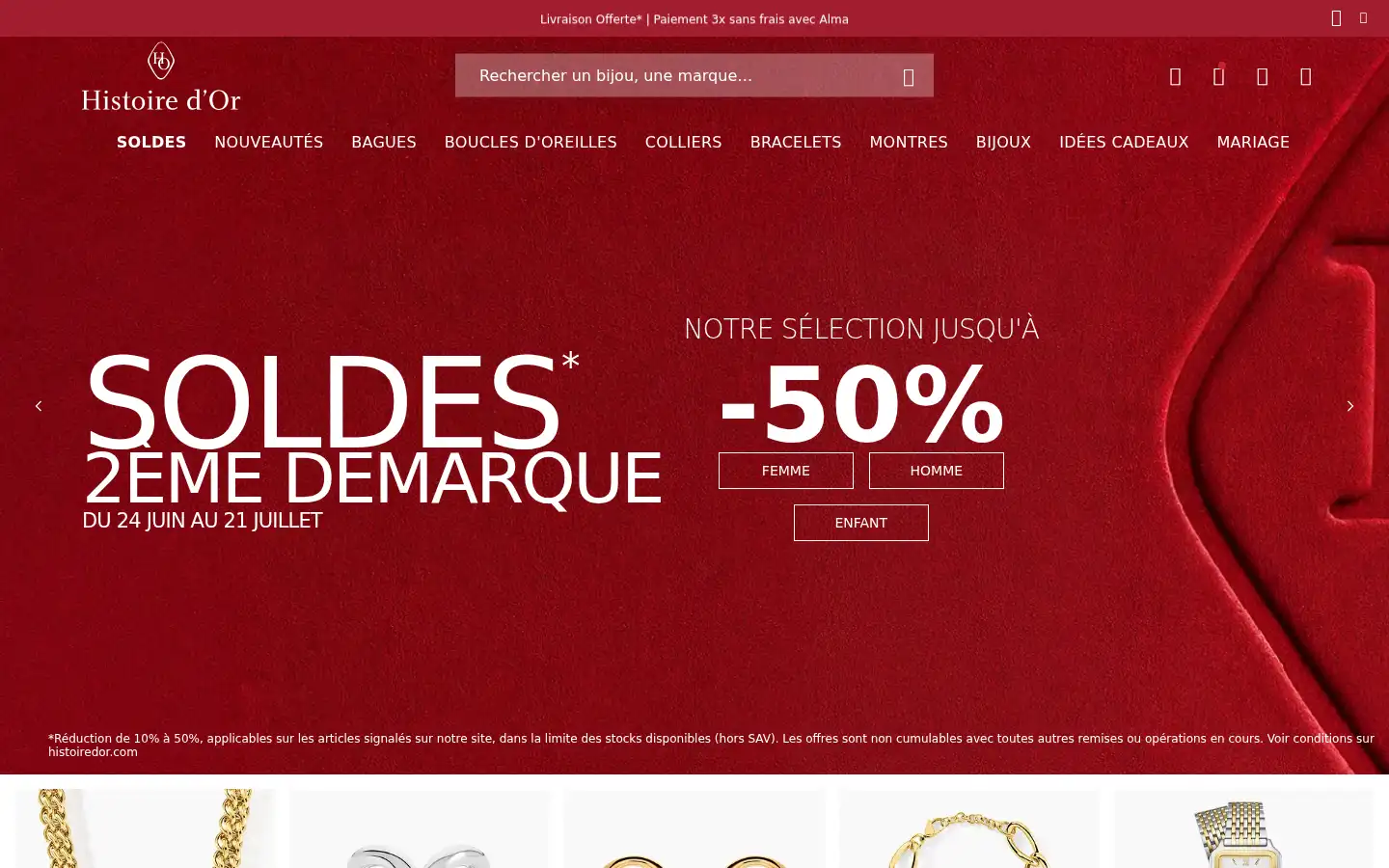 Screenshot of histoiredor.com