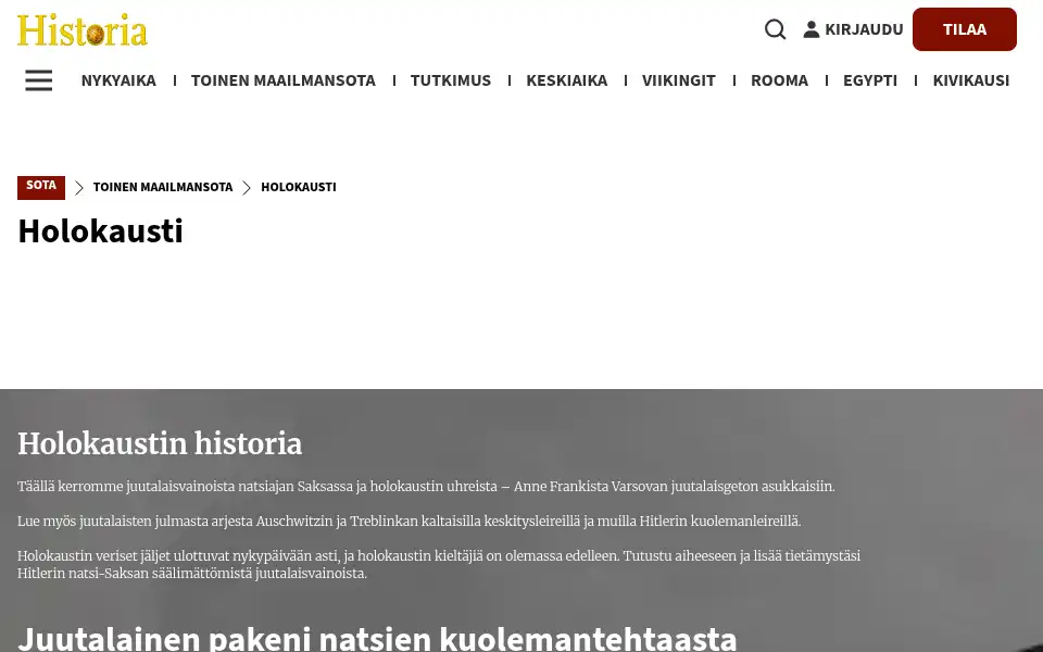 Screenshot of historianet.fi