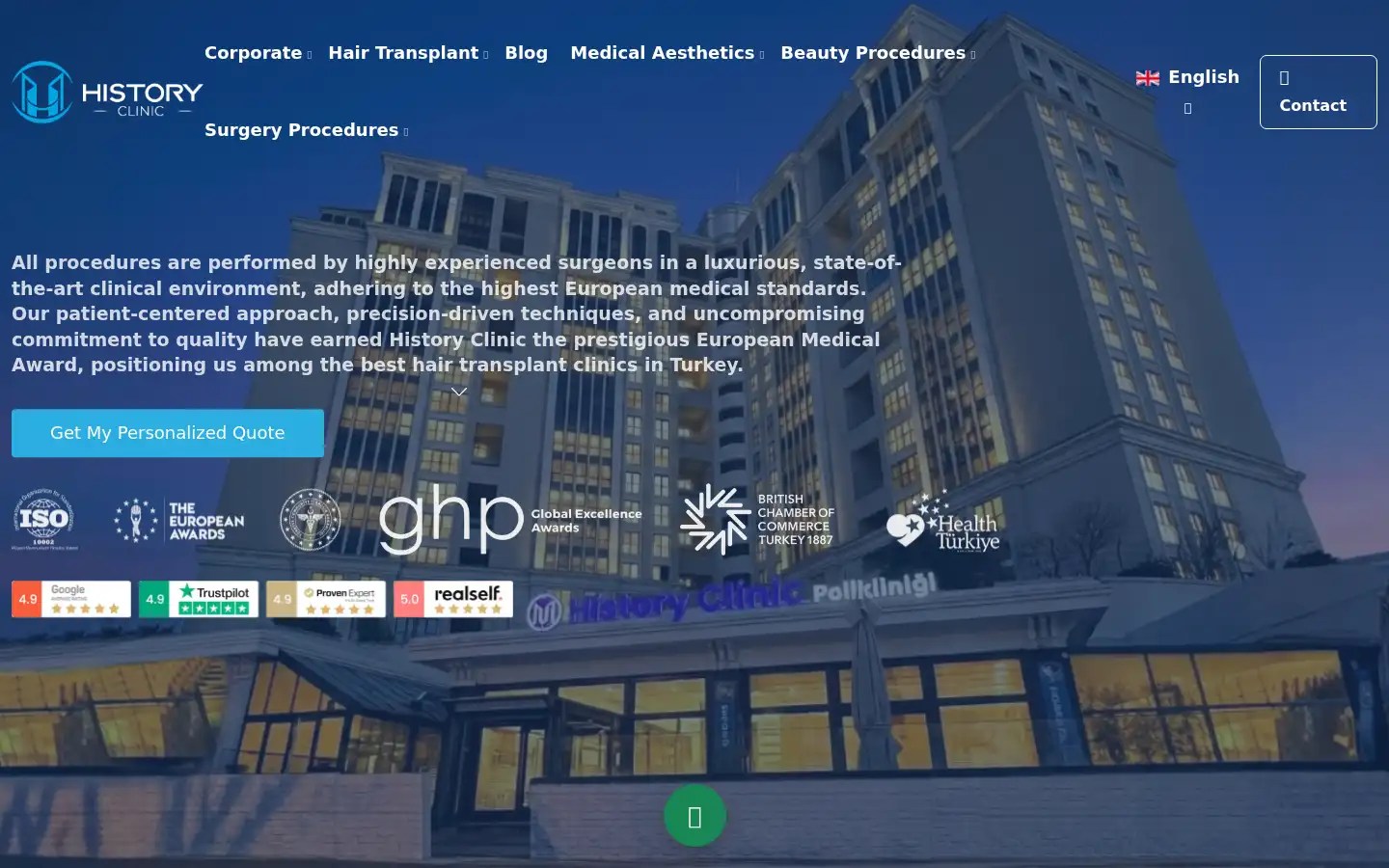 Screenshot of historyclinic.com
