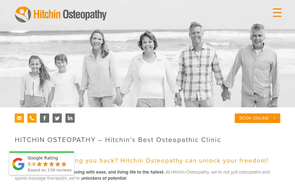 Screenshot of hitchinosteopathy.co.uk