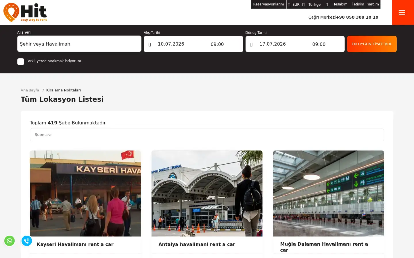 Screenshot of hitrentacar.com