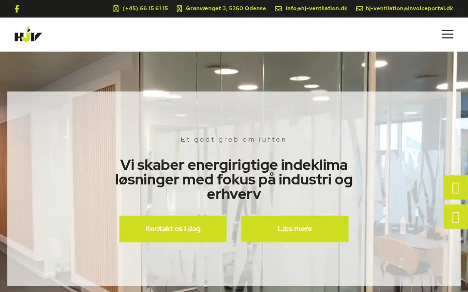Screenshot of hj-ventilation.dk